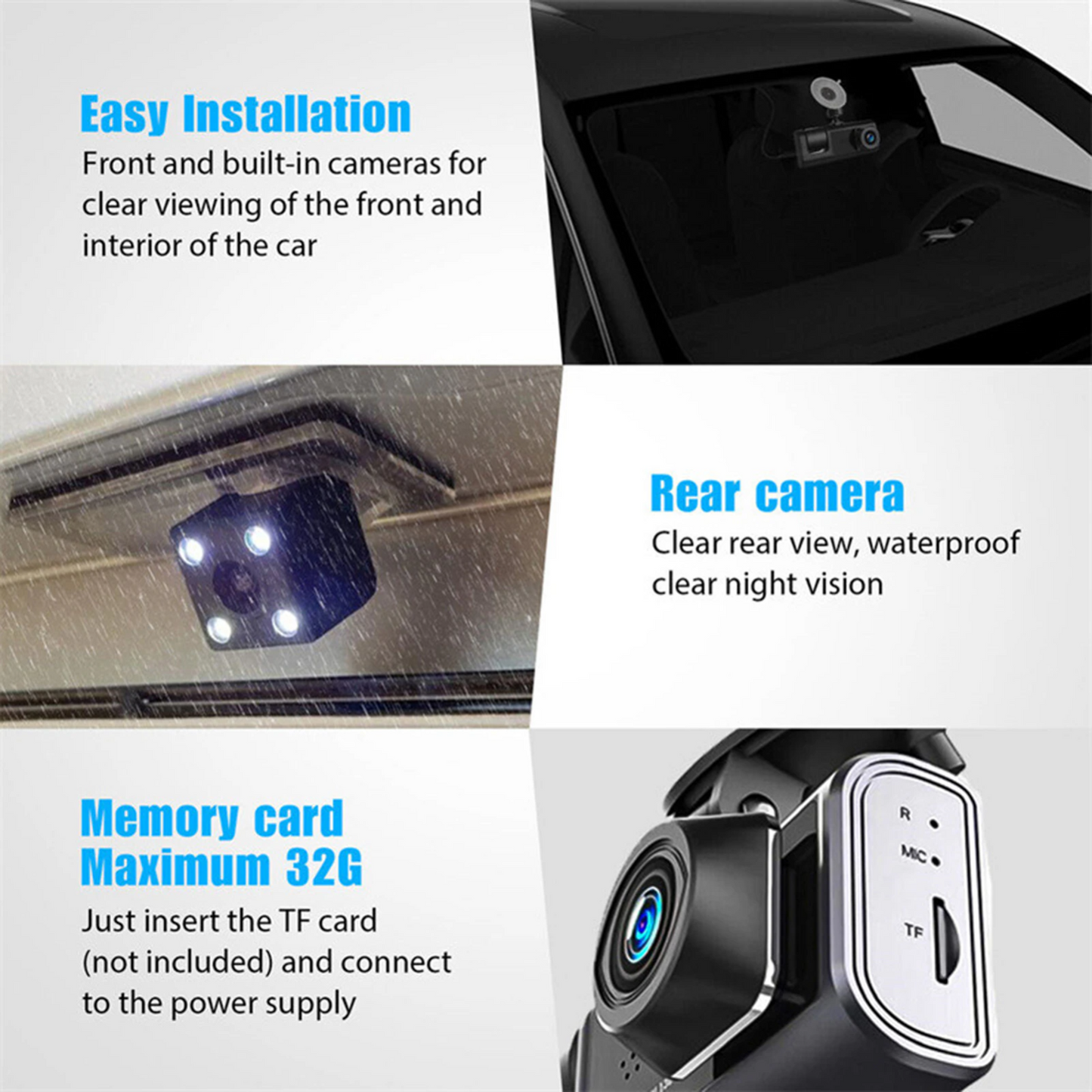 📹⏯Dual Lens Dash Cam HD 1080P Front/Rear/Inside Video Recorder