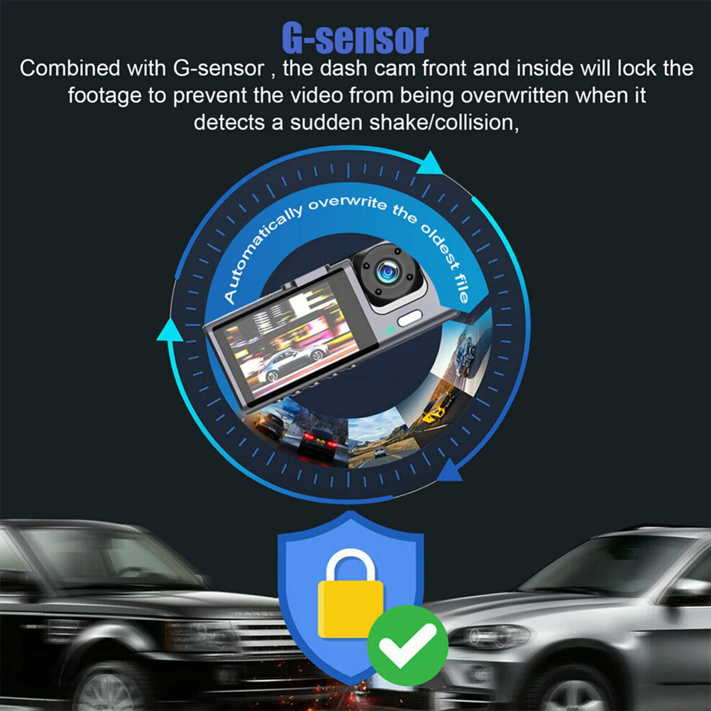 📹⏯Dual Lens Dash Cam HD 1080P Front/Rear/Inside Video Recorder