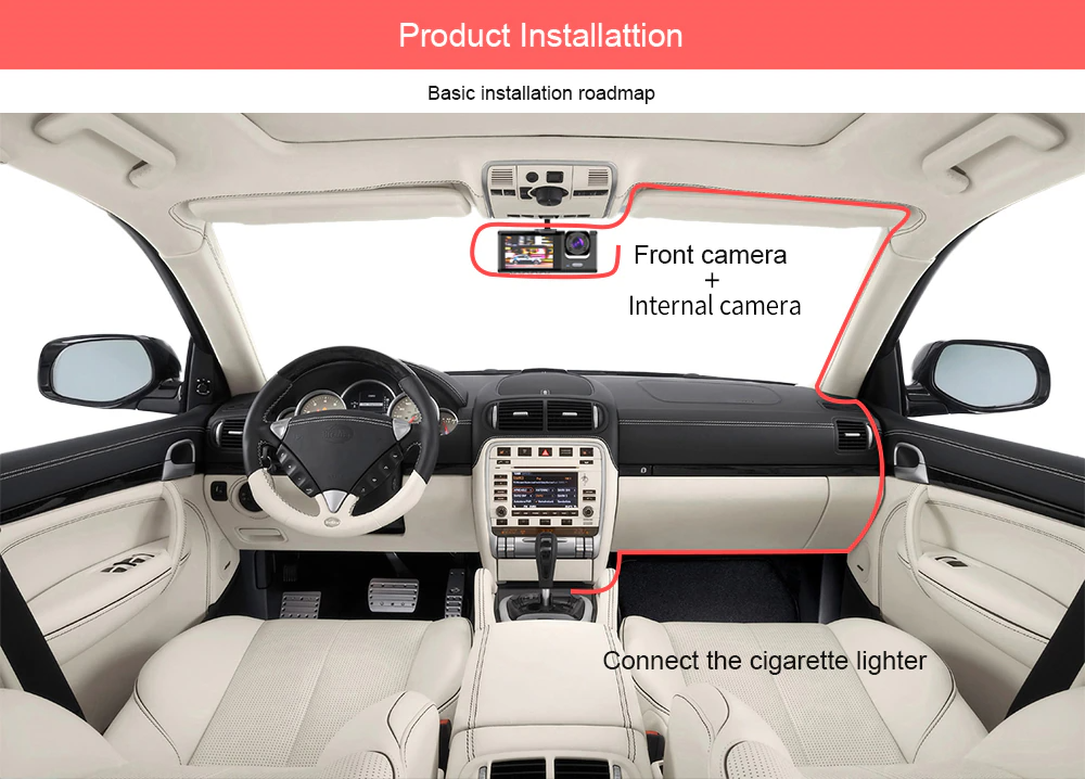 📹⏯Dual Lens Dash Cam HD 1080P Front/Rear/Inside Video Recorder