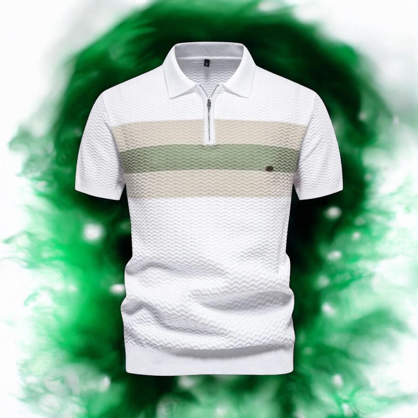 ⛿∿Striped Wave Texture Polo