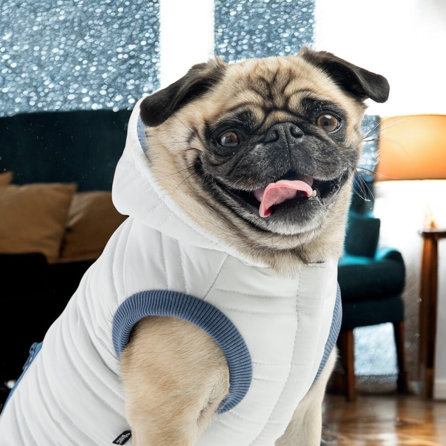 💧Dog Jacket Quilted Water-Resistant Winter Coat With Harness|White Color