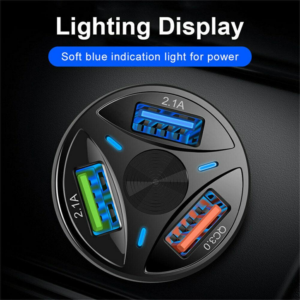 2 Pack USB Fast Car Charger|LED With 3 Ports