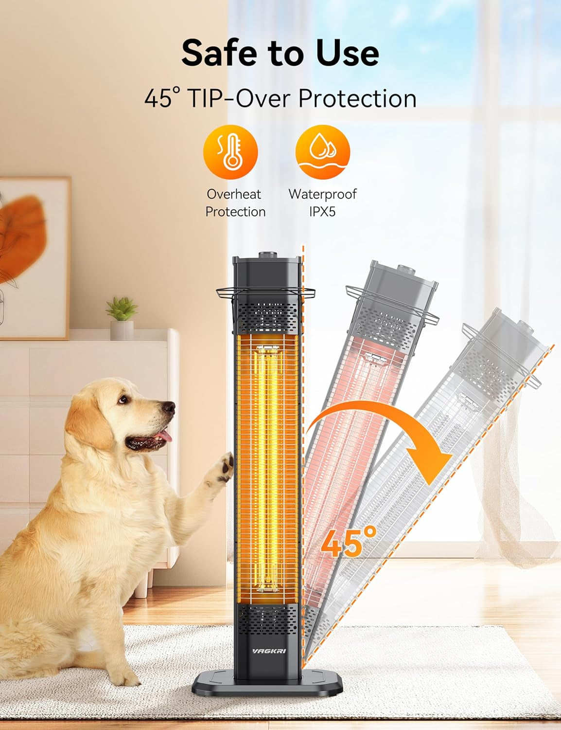 ♨️Outdoor Infrared Heater, 1500W 36Inch Electric Heater with 3 Heating