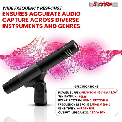 5 Core Instrument Microphone Professional XLR Cardioid Pencil Stick