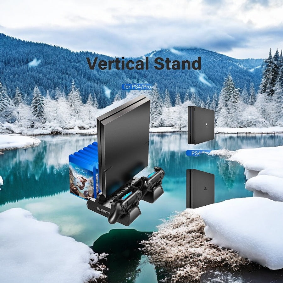 🎮❄️PS4/PS4 Slim/PS4 Pro Vertical Cooling Stand Dual Controller Station