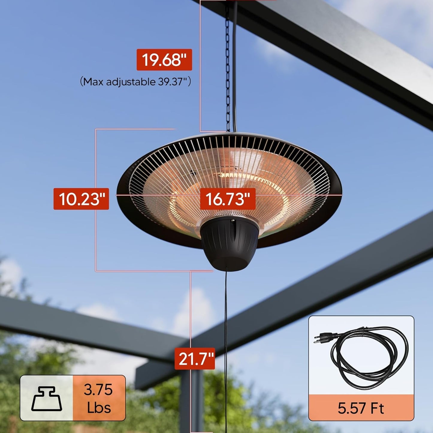 🏜️1500W Electric Patio Heater|Light Weight