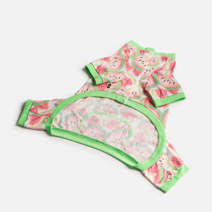 🍉 Nesoi Watermelon Fruit Dog Pajamas|Soft & Cozy Velcro Onesie