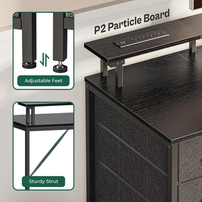 🖥️47 Inch Computer Desk with Power Outlets and LED Lights, Gaming Desk