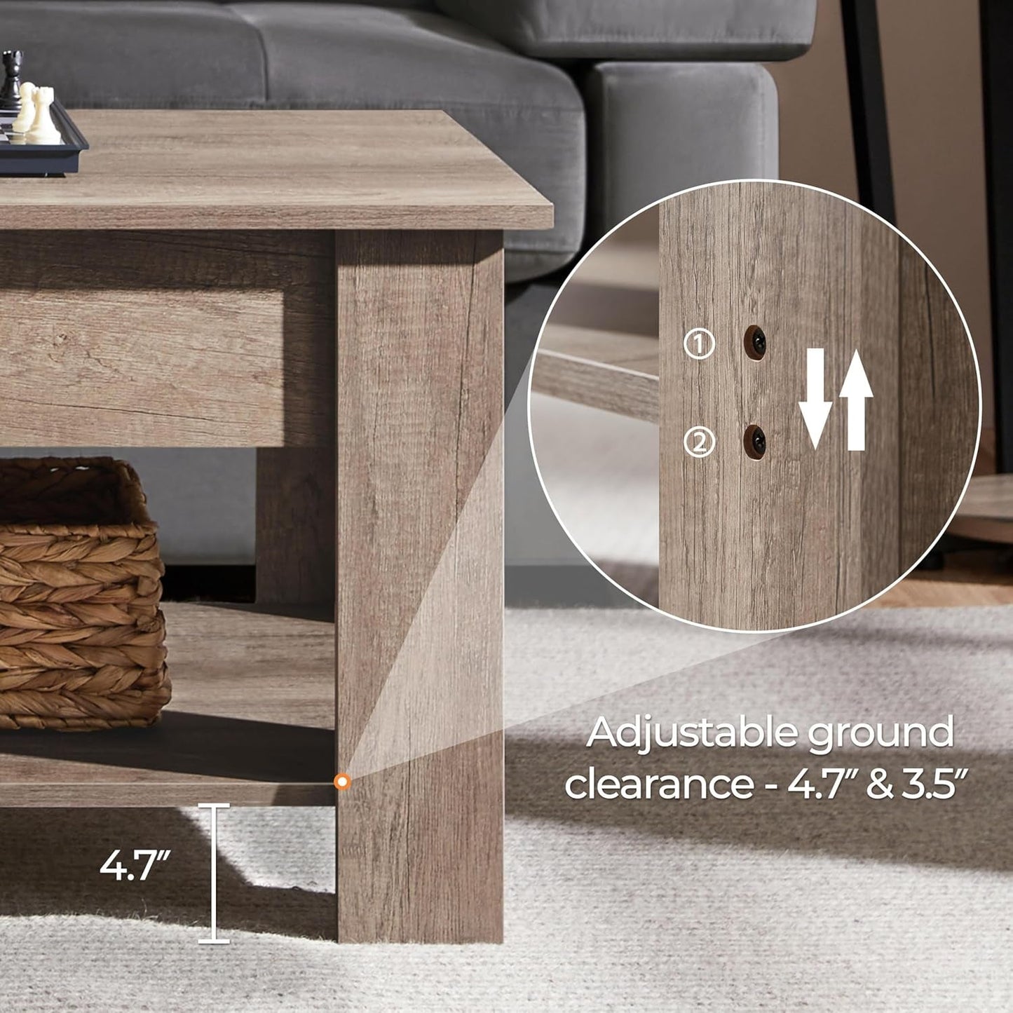 ☕️🍽️Coffee Table with Hidden Compartment and Storage Shelf,