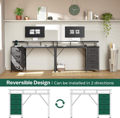 🖥️47 Inch Computer Desk with Power Outlets and LED Lights, Gaming Desk
