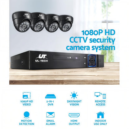 🎥CCTV Security System 4CH DVR 4 Cameras 1080p