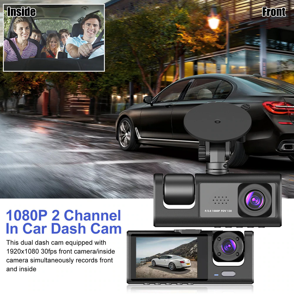 📹⏯Dual Lens Dash Cam HD 1080P Front/Rear/Inside Video Recorder