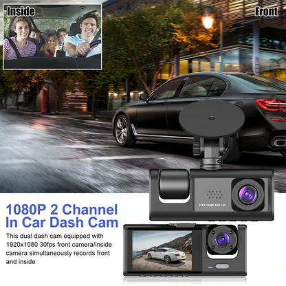 📹⏯Dual Lens Dash Cam HD 1080P Front/Rear/Inside Video Recorder