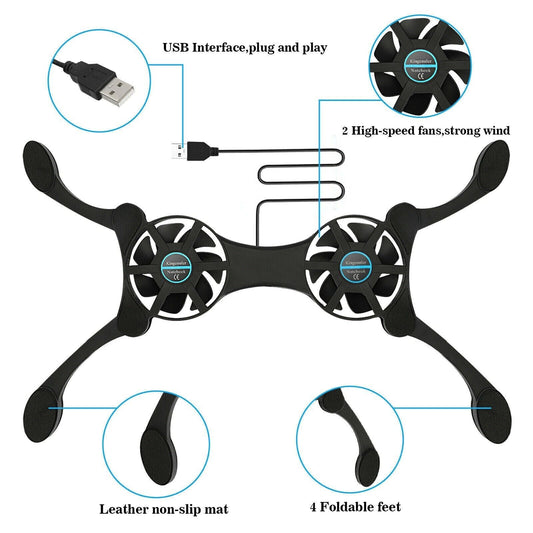 🌬️🧊Dual Fan Laptop Cooling Gadget|Hold