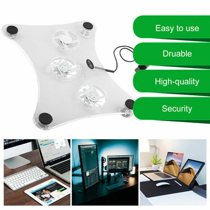 ≋☃️Triple Fan Cooling Pad For Laptop With LED Light Radiator