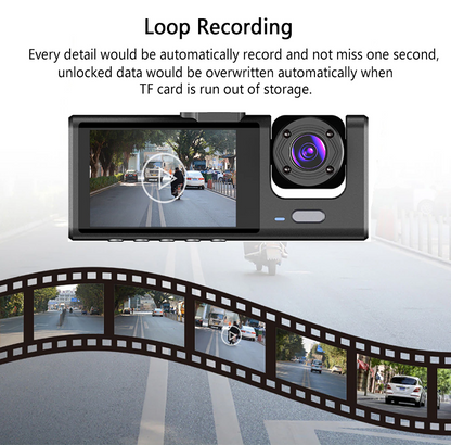 📹⏯Dual Lens Dash Cam HD 1080P Front/Rear/Inside Video Recorder
