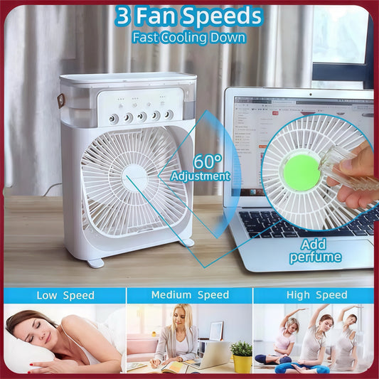 💨⛄️Air Conditioner Cooling Fan & Humidifier With 3 Speeds|LED Light Choice