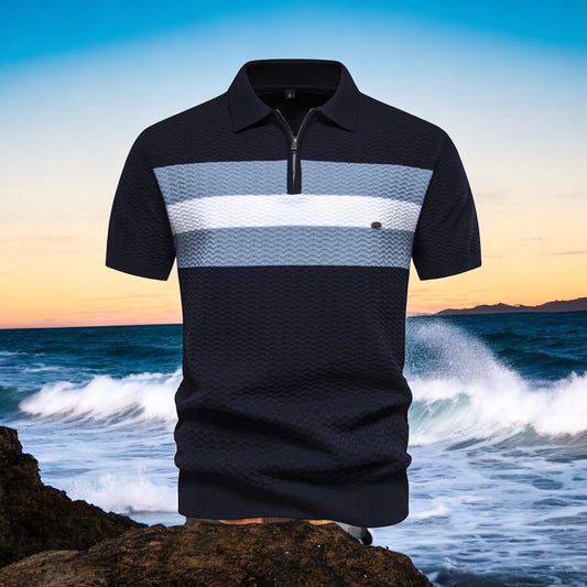 ⛿∿Striped Wave Texture Polo