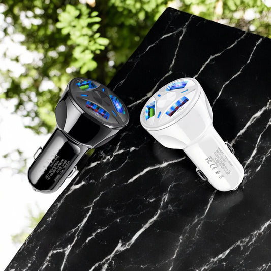 2 Pack USB Fast Car Charger|LED With 3 Ports