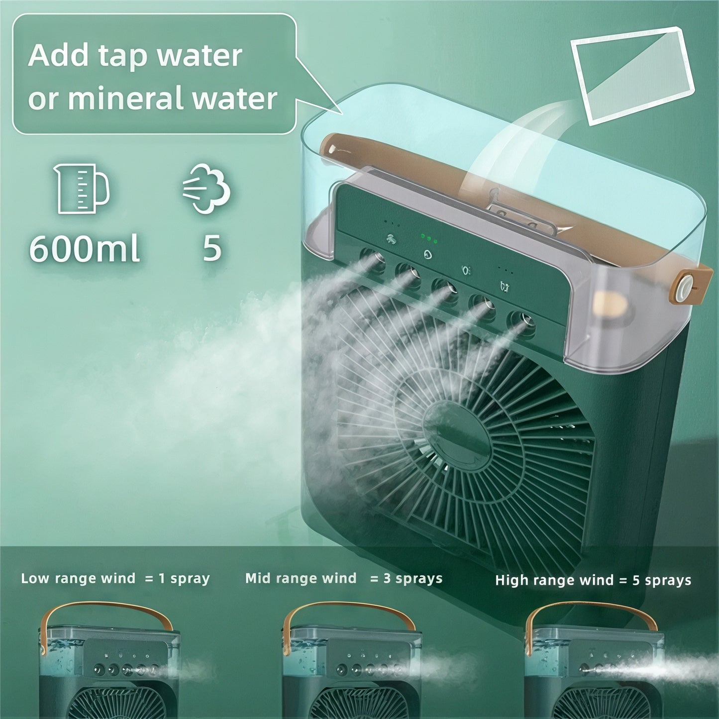 💨⛄️Air Conditioner Cooling Fan & Humidifier With 3 Speeds|LED Light Choice