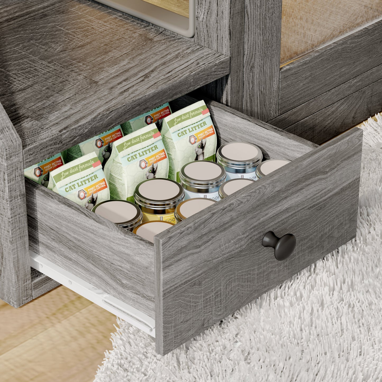 📥🐱Cat Litter Box Enclosure With Light & Resting Space