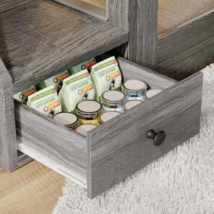 📥🐱Cat Litter Box Enclosure With Light & Resting Space