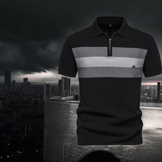 ⛿∿Striped Wave Texture Polo