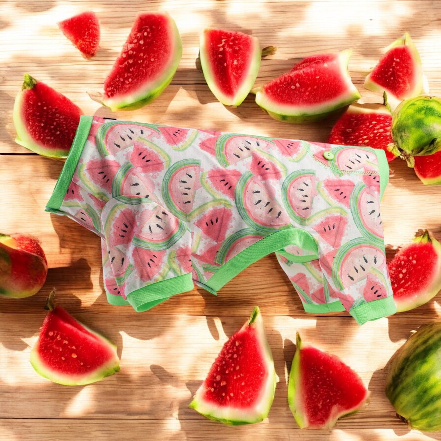 🍉 Watermelon Fruit Dog Pajamas|Soft & Cozy Velcro Onesie