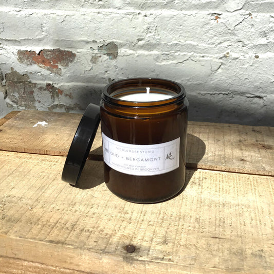 Nicole Rose Oud + Bergamot Scented Soy Wax Candle