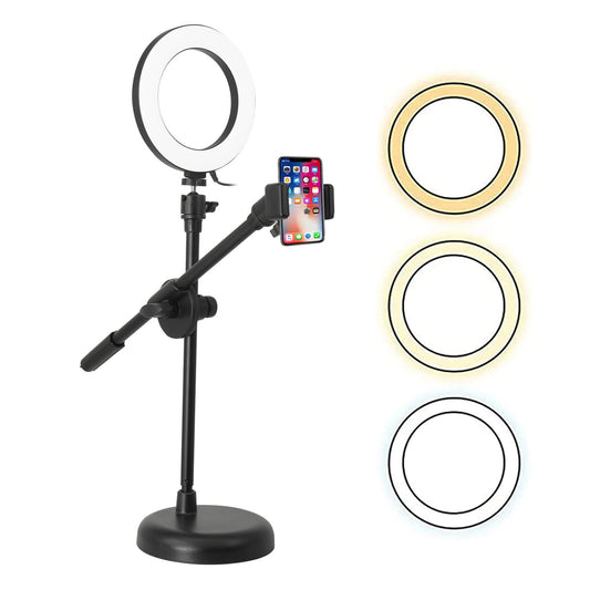 5 Core Ring Light + Cell Phone Stand Adjustable Angles