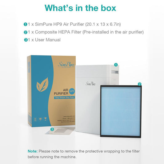 🌬️🝣HP9 Air Purifier True HEPA Filter Air Cleaner
