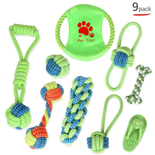 Zeus 9 pcs Braided Cotton Rope Dog Chew Toys