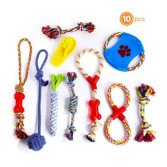 Zeus 10 PCS Assorted Braided Cotton Rope Dog Chew toys