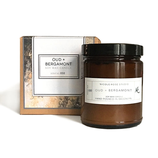 🍋🕯️Oud + Bergamot Scented Soy Wax Candle