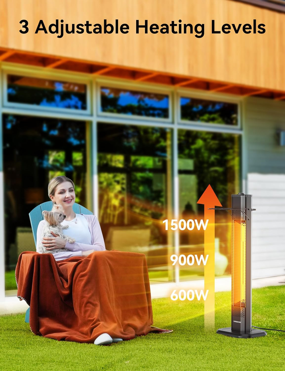 ♨️Outdoor Infrared Heater, 1500W 36Inch Electric Heater with 3 Heating