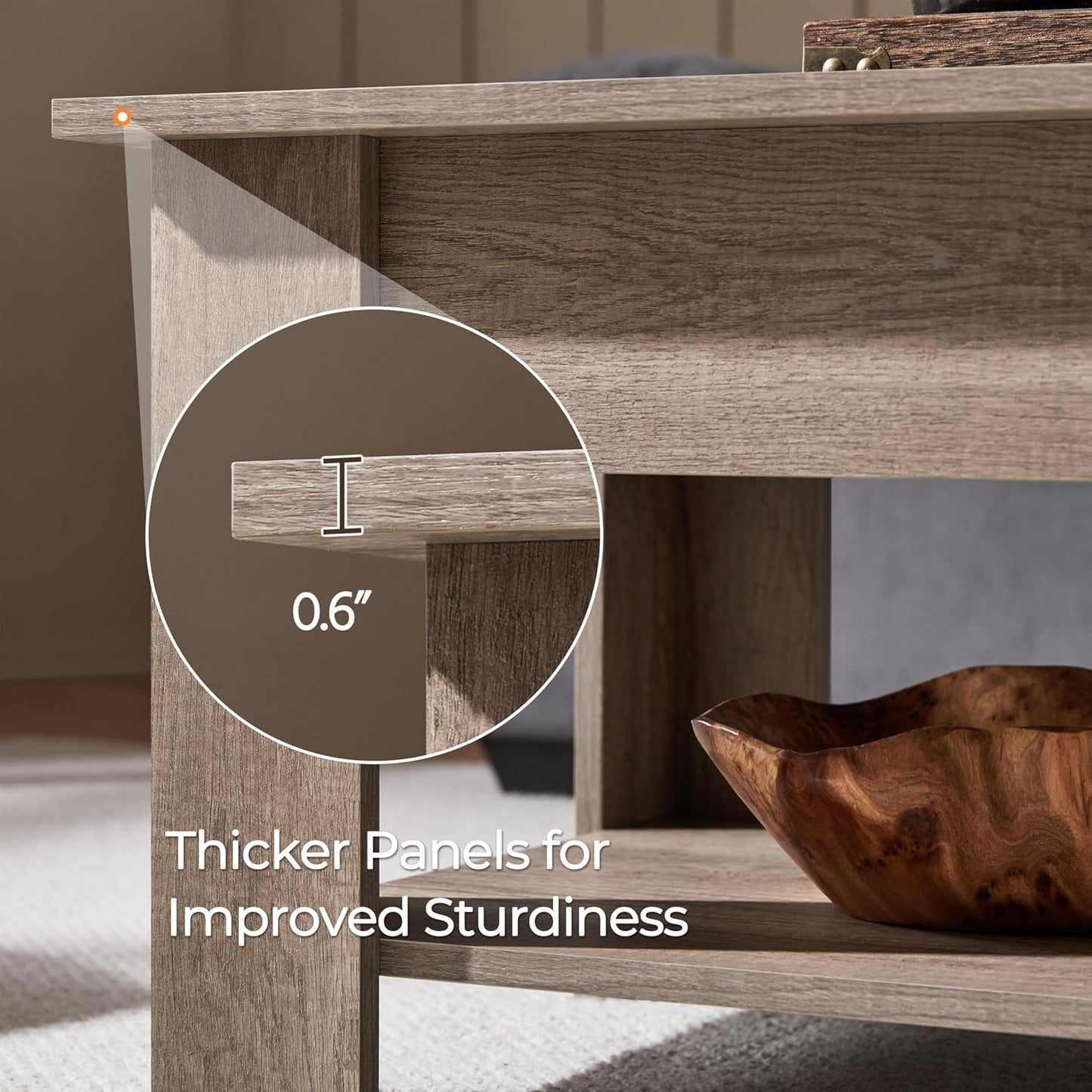 ☕️🍽️Coffee Table with Hidden Compartment and Storage Shelf,