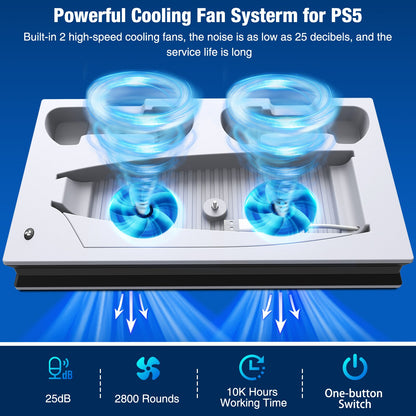 ❄️🌪️PS5 Cooling Fan System & Vertical Stand With Dual Controller Holder