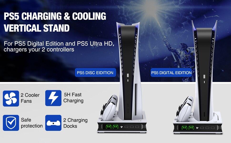 ❄️🌪️PS5 Cooling Fan System & Vertical Stand With Dual Controller Holder