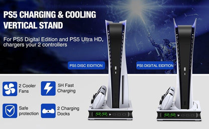 ❄️🌪️PS5 Cooling Fan System & Vertical Stand With Dual Controller Holder
