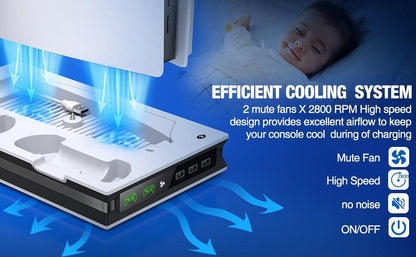 ❄️🌪️PS5 Cooling Fan System & Vertical Stand With Dual Controller Holder