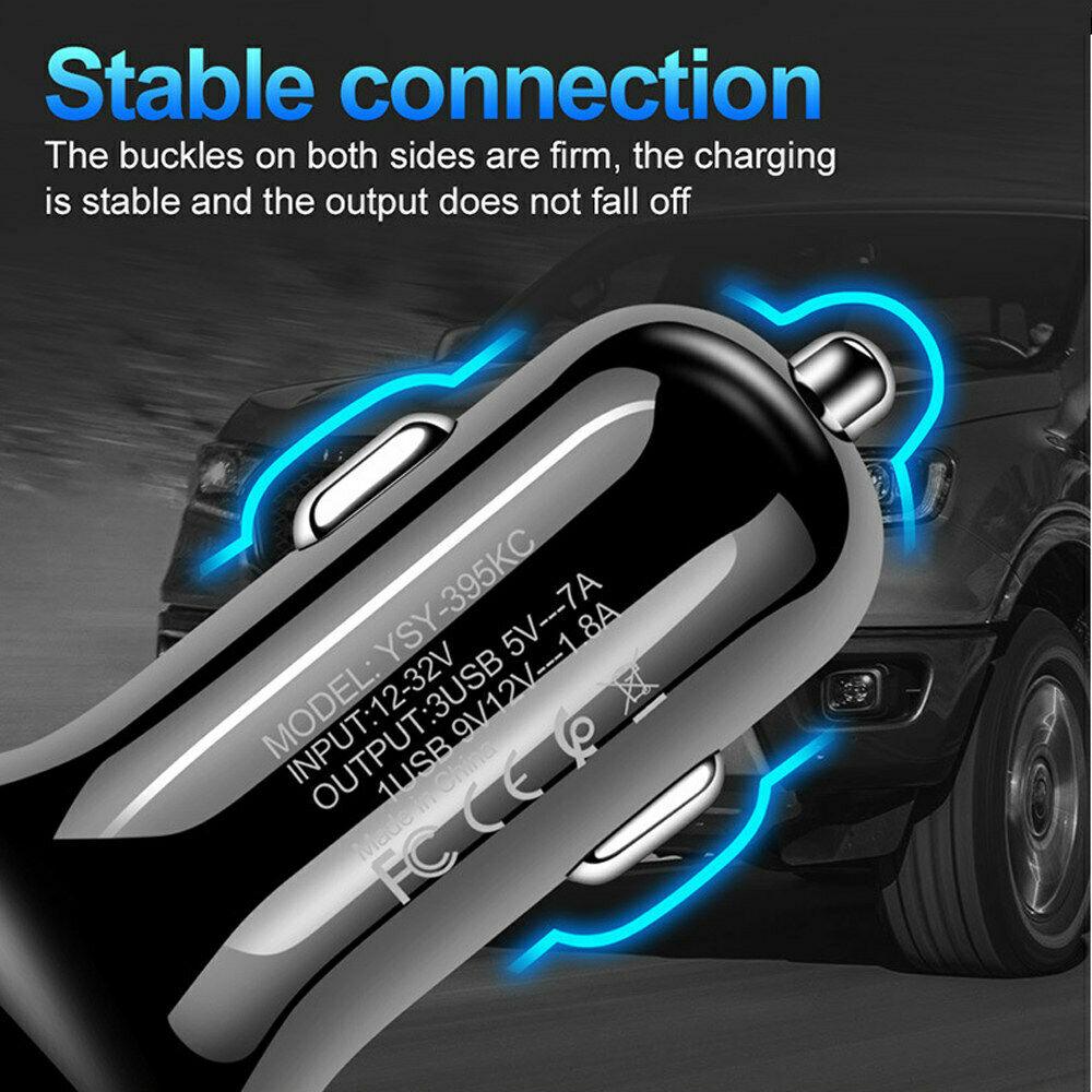 2 Pack USB Fast Car Charger|LED With 3 Ports