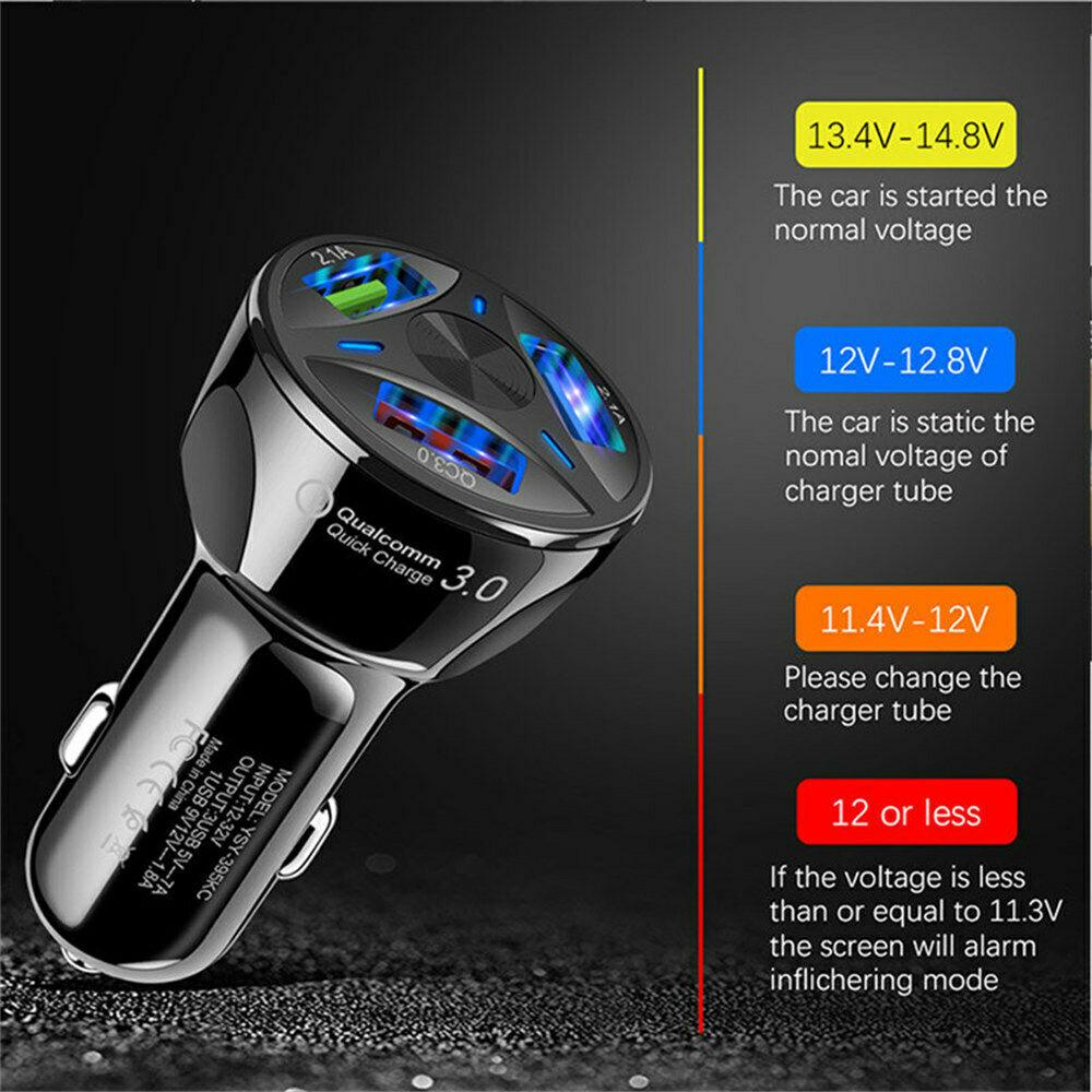 2 Pack USB Fast Car Charger|LED With 3 Ports