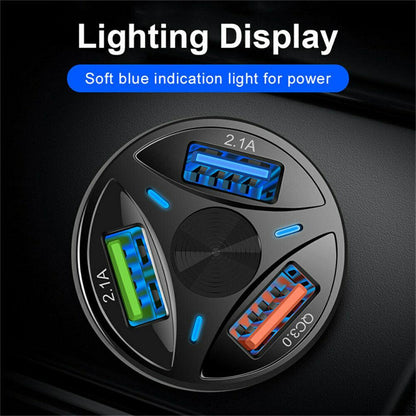 2 Pack USB Fast Car Charger|LED With 3 Ports